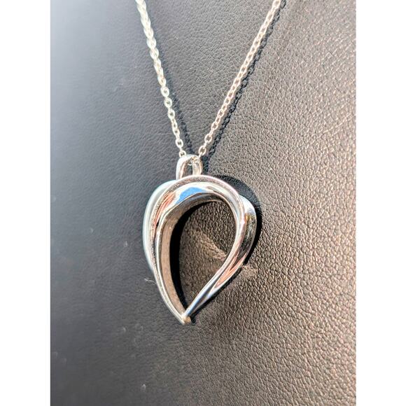 PAJ 925 Sterling Silver Large Open Heart Pendant 18" Necklace - Picture 3 of 7